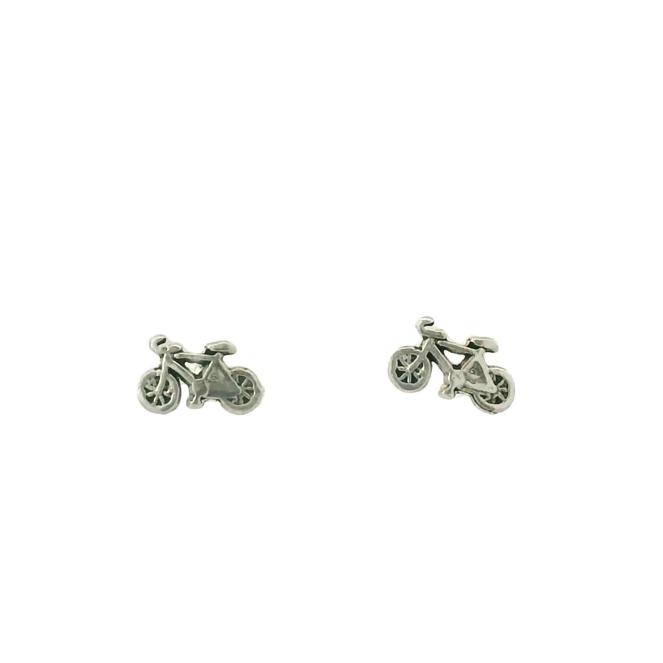 Tiny bicycle sterling silver earrings