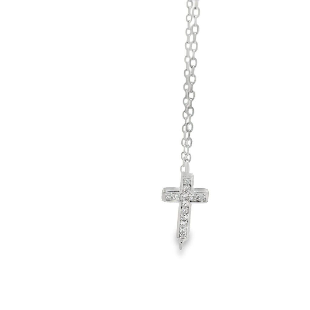 STERLING SILVER CZ CROSS BRACELET