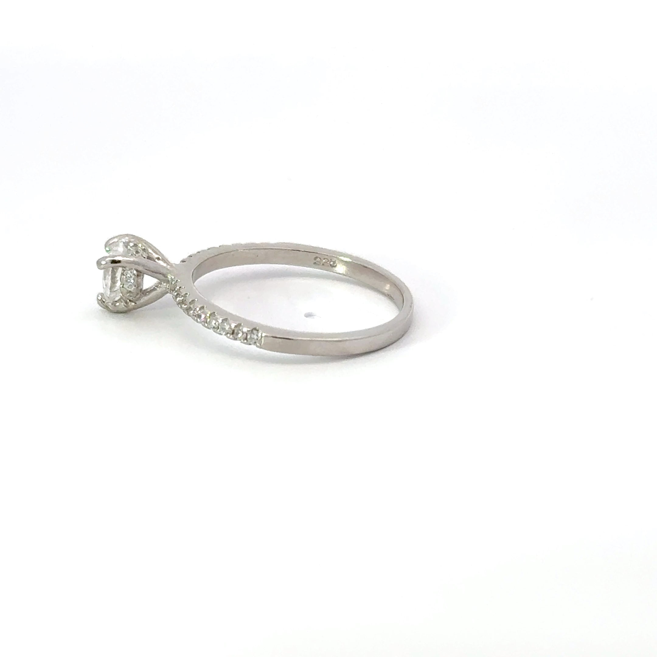 WHITE CUBIC ZIRCONIA STERLING SILVER SOLITAIRE ENGAGEMENT/WEDDING RING (HEART)