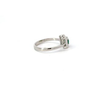 EMERALD GREEN CUBIC ZIRCONIA STERLING SILVER RING (PRINCESS)