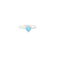 Load image into Gallery viewer, AQUAMARINE CUBIC ZIRCONIA STERLING SILVER RING (HEART)