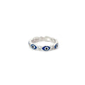 Dark Blue Evil Eye Ring With Cubic Zirconia
