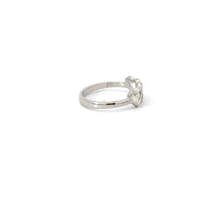 WHITE CUBIC ZIRCONIA STERLING SILVER RING (HEARTS)