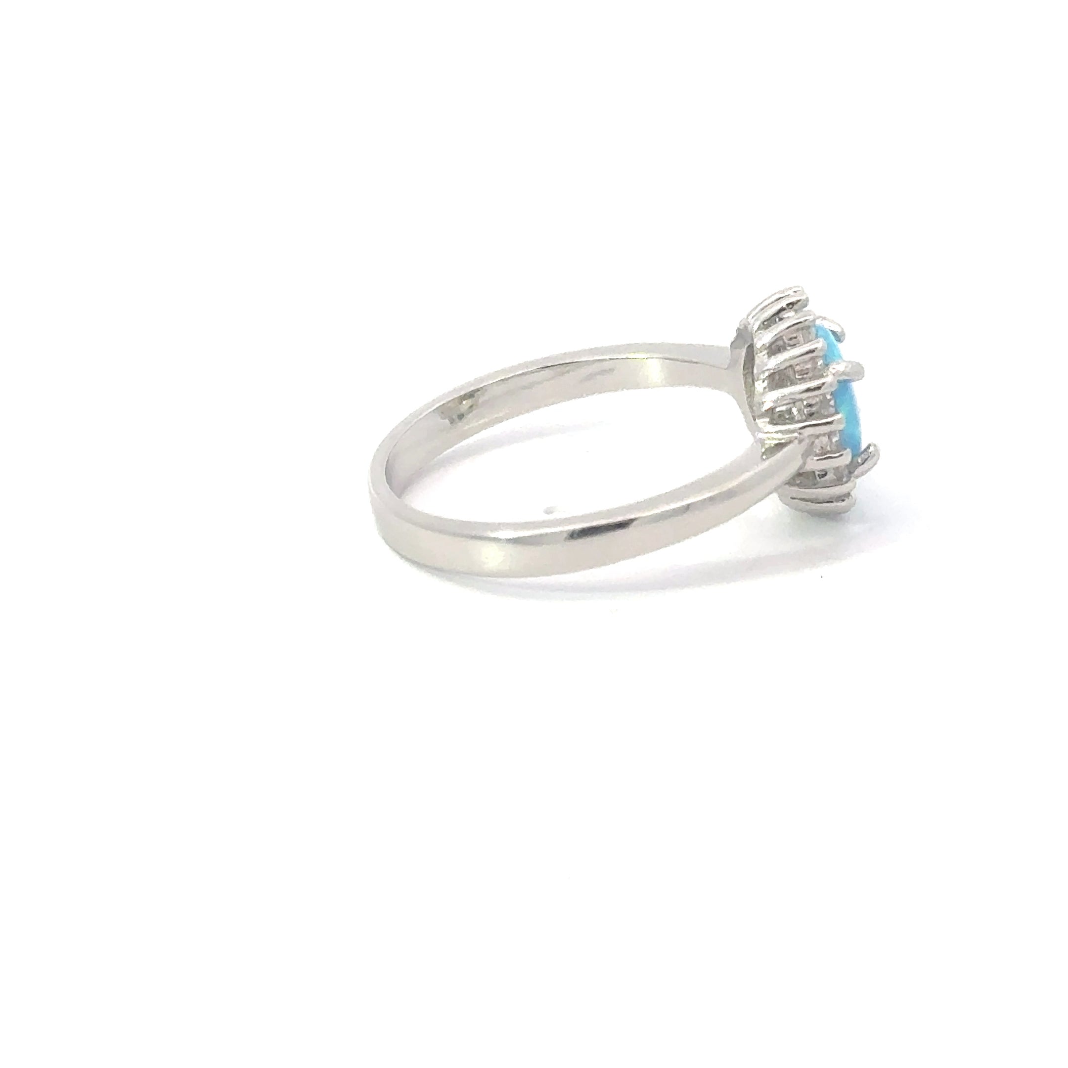 BLUE LAB OPAL STERLING SILVER  RING (ROUND)