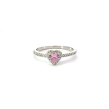 Load image into Gallery viewer, PINK SAPPHIRE CUBIC ZIRCONIA STERLING SILVER RING (HEART)