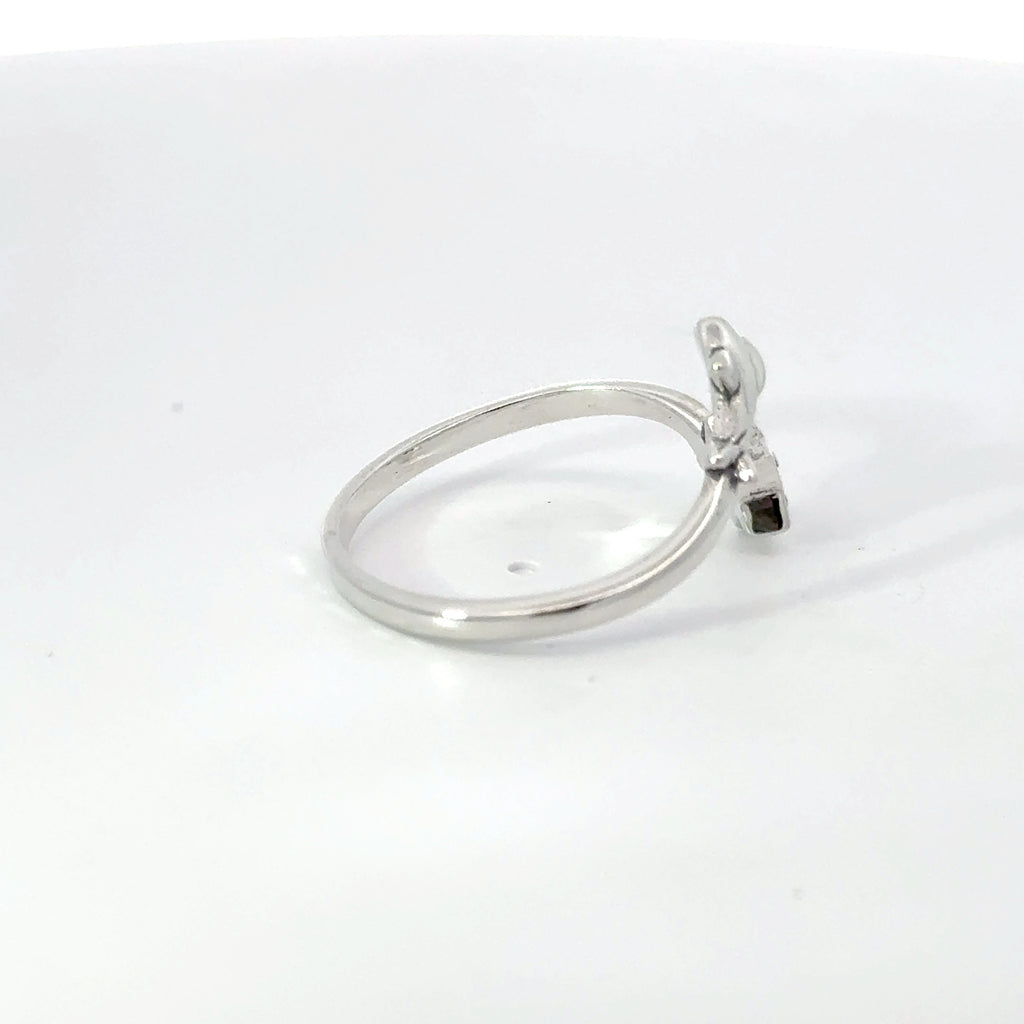 CUBIC ZIRCONIA STERLING SILVER RING (PLANE & STAR)