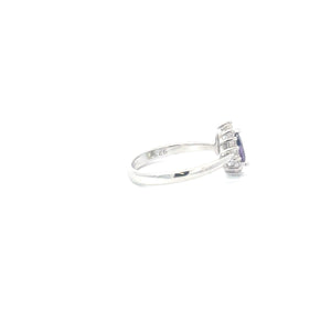 AMETHYST CUBIC ZIRCONIA STERLING SILVER RING (TEARDROP)