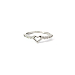 CUBIC ZIRCONIA STERLING SILVER RING (HEART)