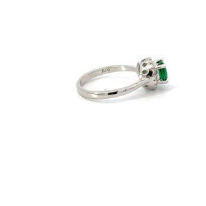 EMERALD GREEN CUBIC ZIRCONIA STERLING SILVER RING (ROUND)