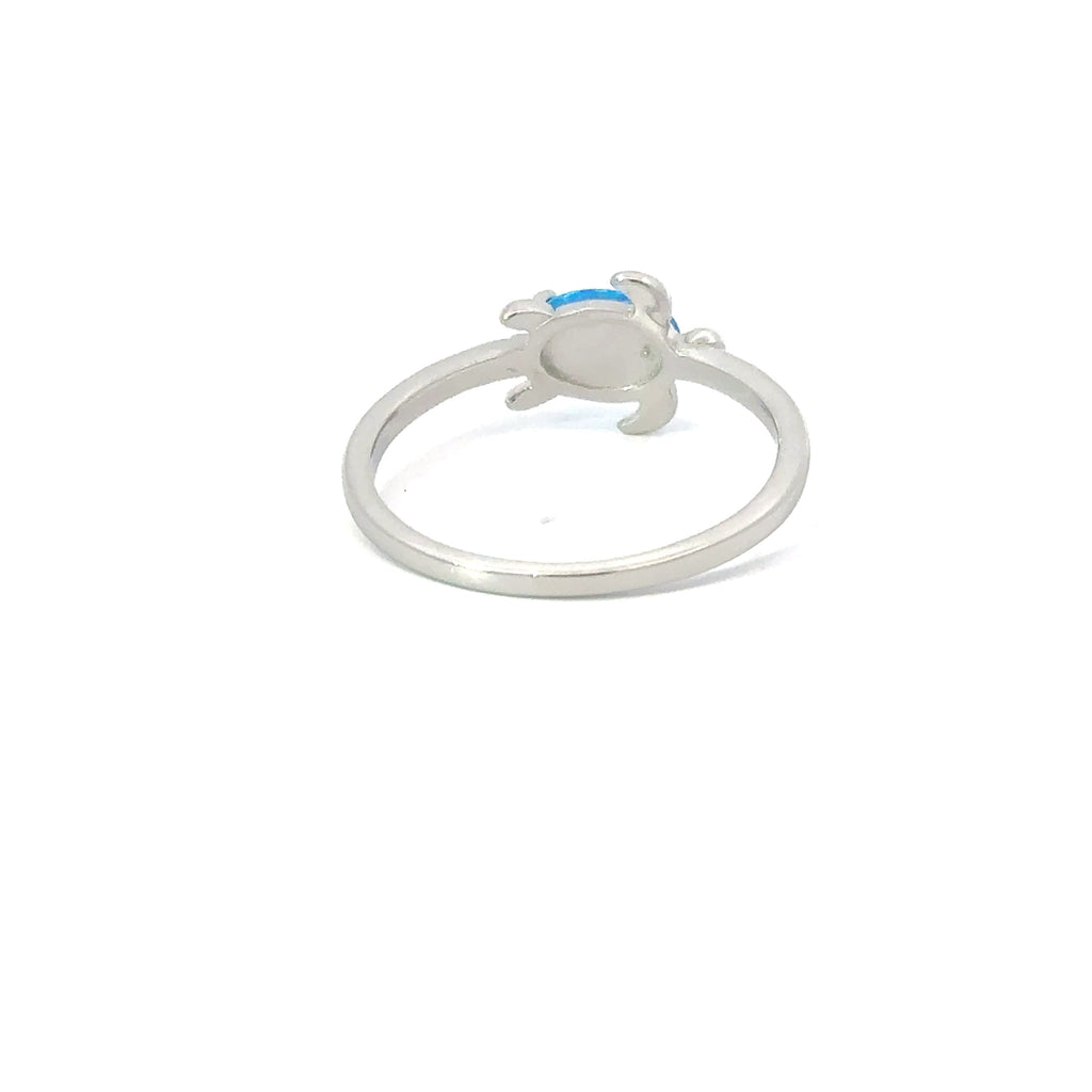 Blue turtle lab opal sterling silver ring