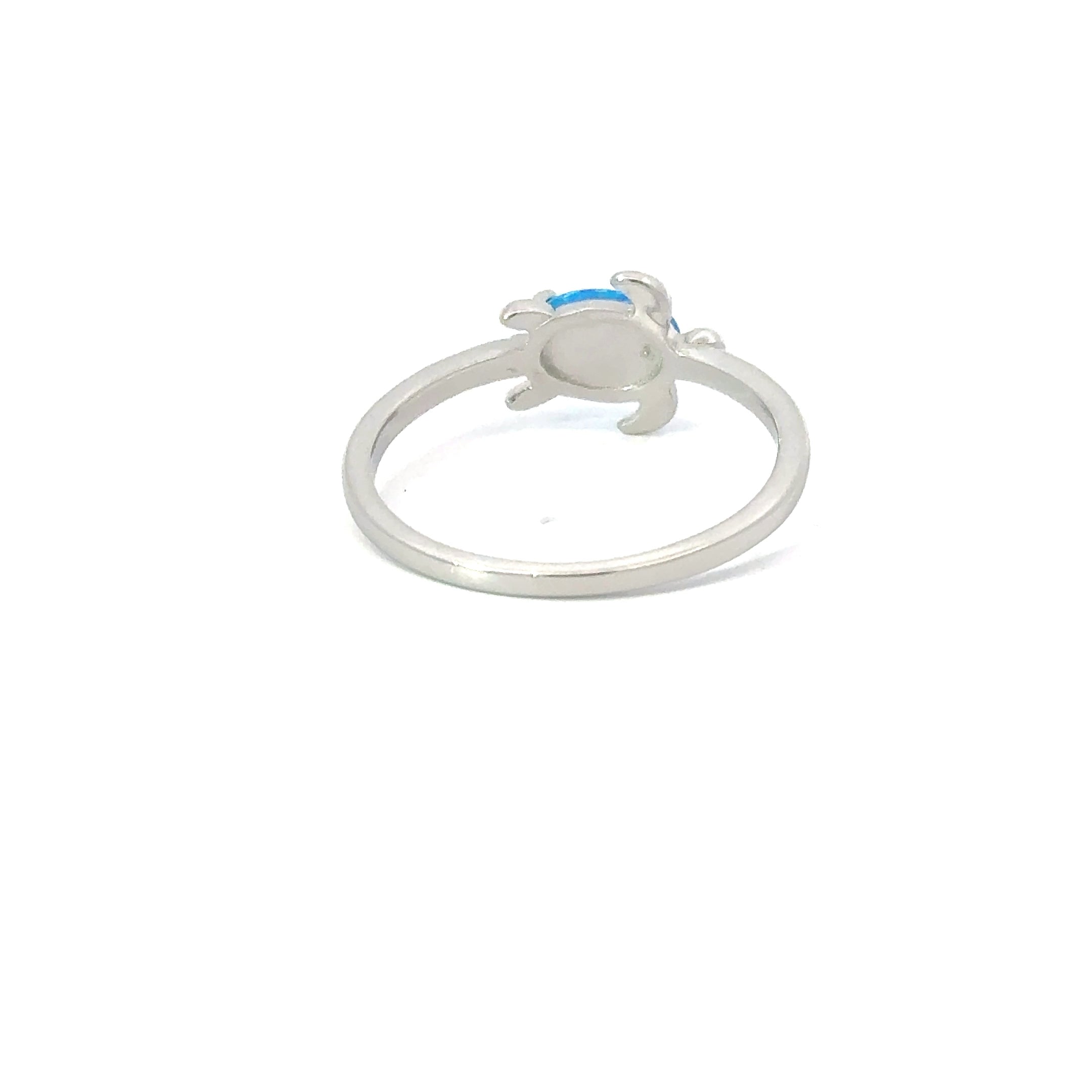Blue turtle lab opal sterling silver ring