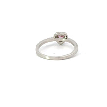 Load image into Gallery viewer, PINK SAPPHIRE CUBIC ZIRCONIA STERLING SILVER RING (HEART)