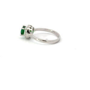 EMERALD GREEN CUBIC ZIRCONIA STERLING SILVER RING (ROUND)