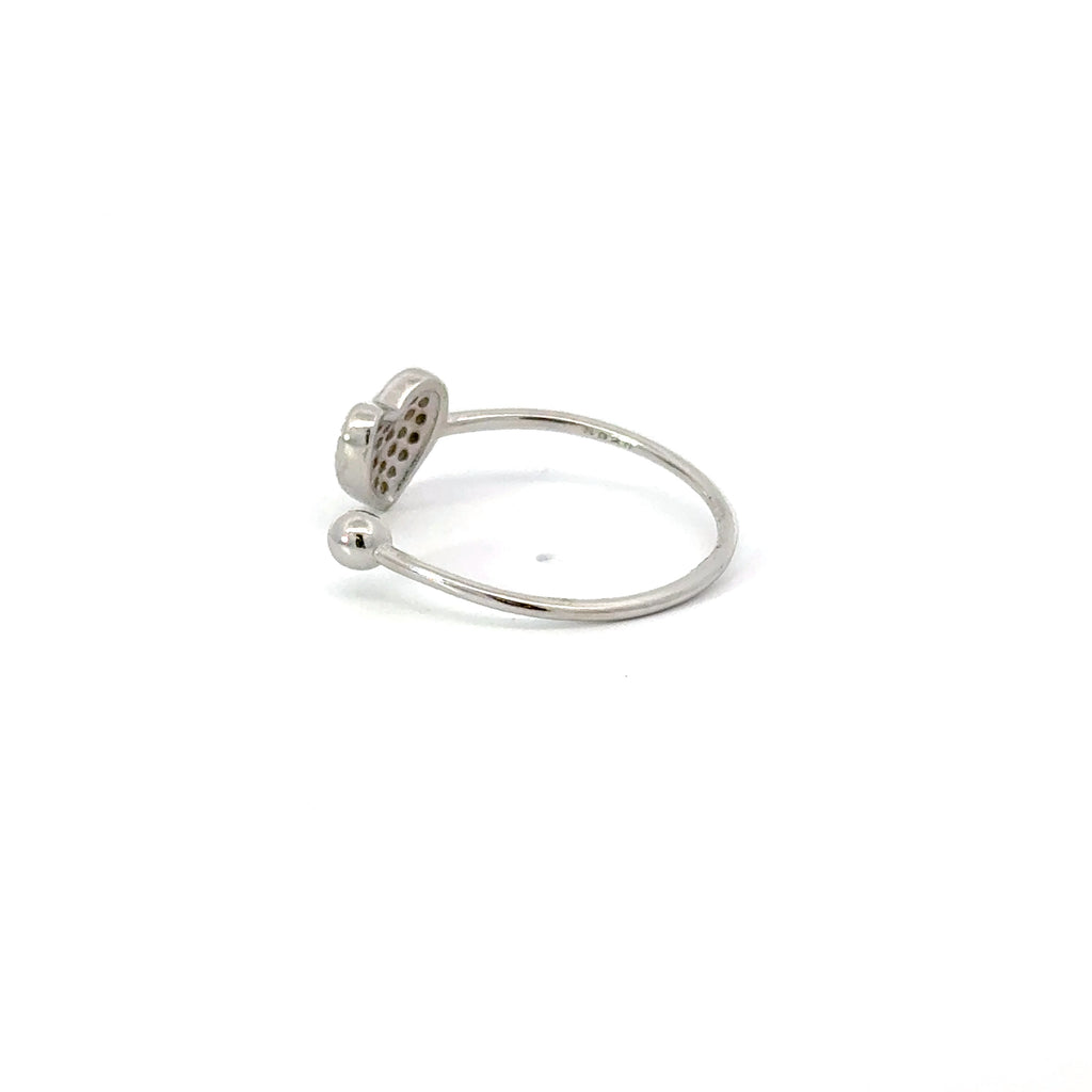 WHITE CUBIC ZIRCONIA STERLING SILVER RING (HEART)