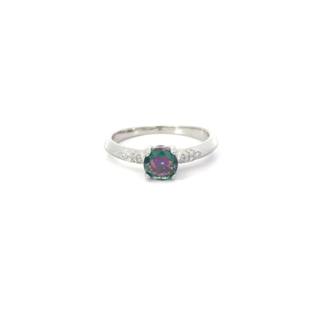 Mystic Topaz Cubic Zirconia Sterling Silver Ring (Round)