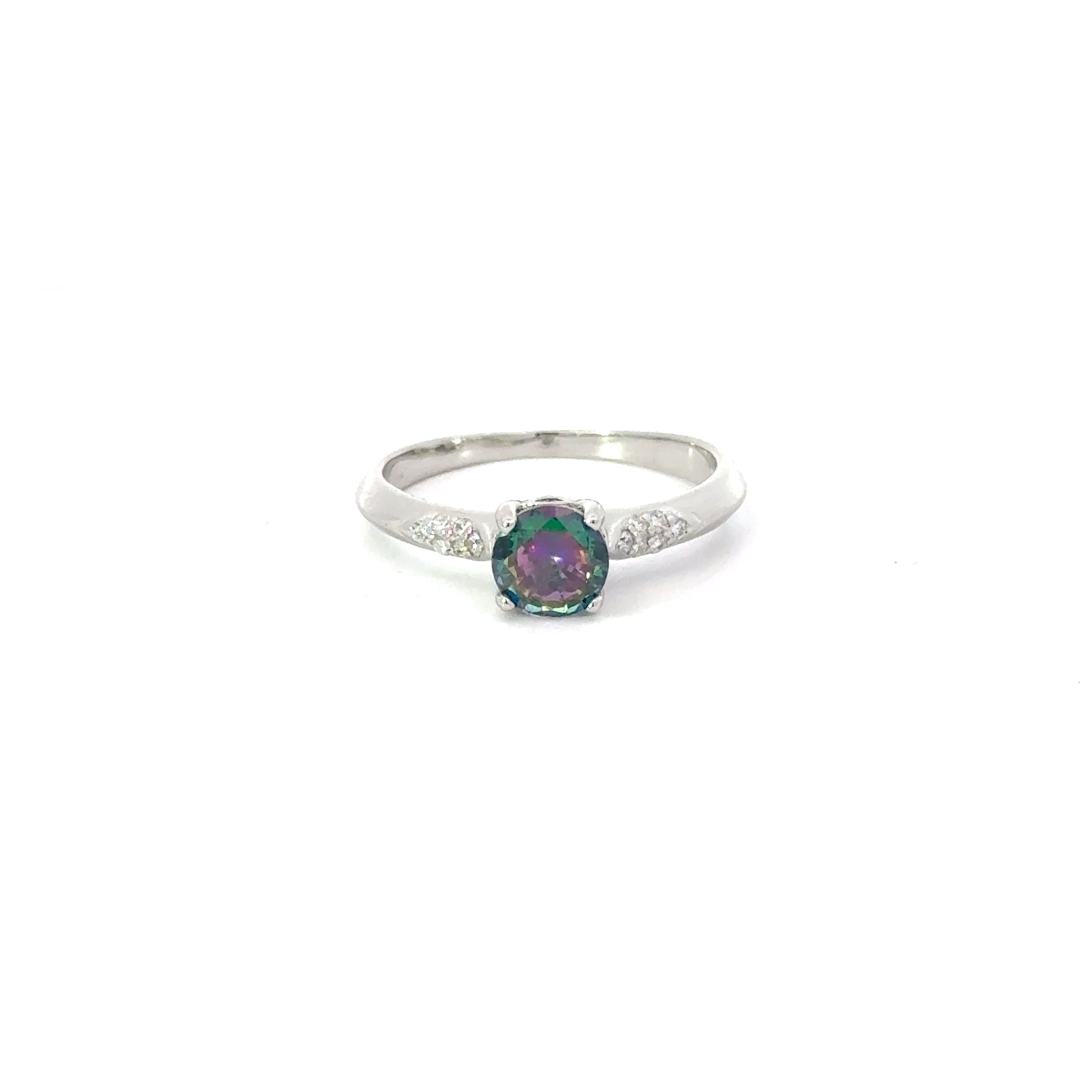 Mystic Topaz Cubic Zirconia Sterling Silver Ring (Round)