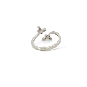 WHITE CUBIC ZIRCONIA STERLING SILVER RING (BUTTERFLIES)