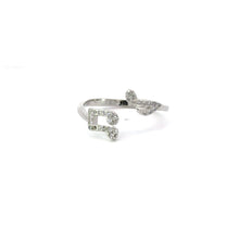 Load image into Gallery viewer, WHITE CUBIC ZIRCONIA STERLING SILVER RING (MUSICAL NOTES)