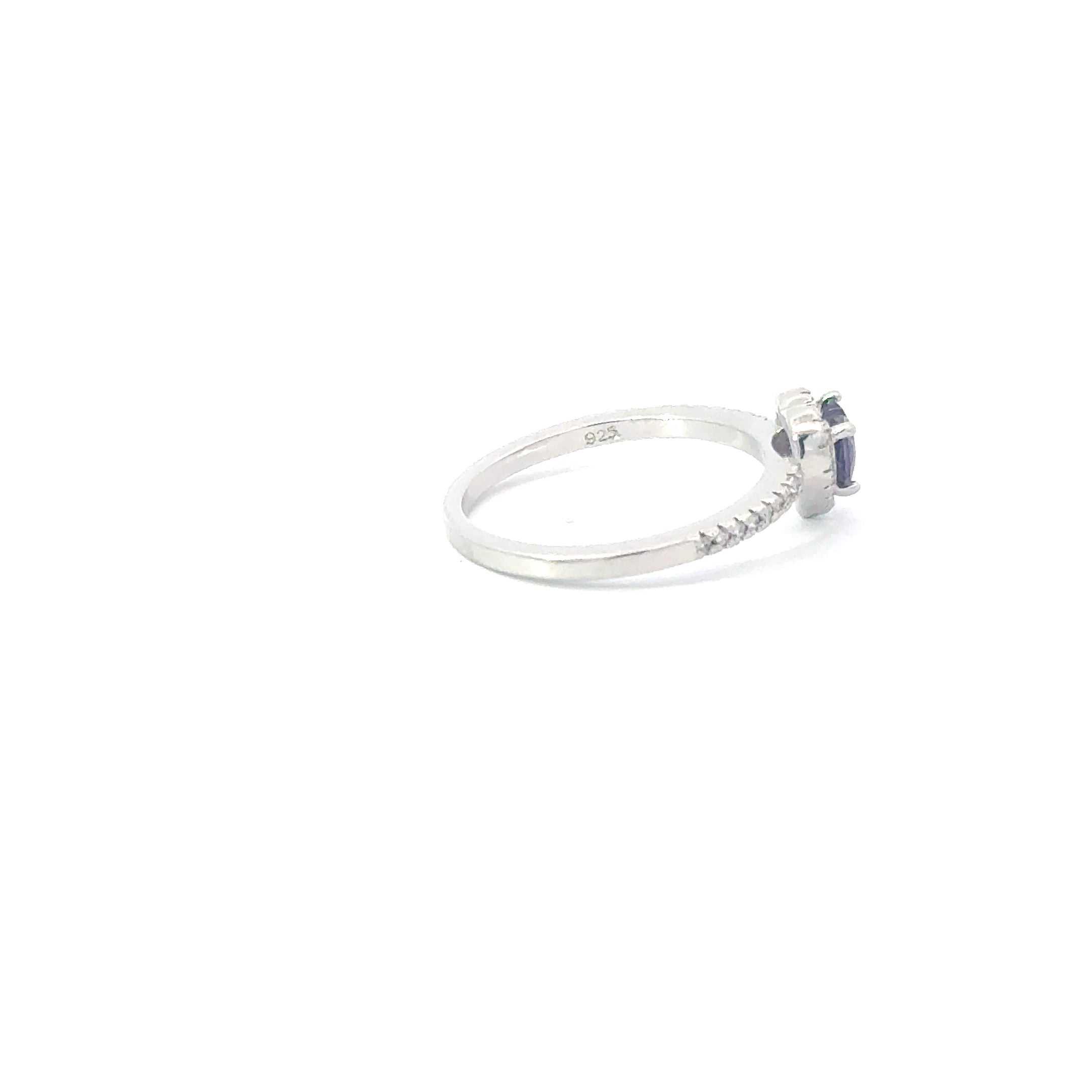 AMETHYST CUBIC ZIRCONIA STERLING SILVER RING (HEART)