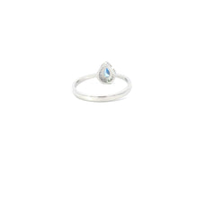 Load image into Gallery viewer, AQUAMARINE CUBIC ZIRCONIA STERLING SILVER RING (TEARDROP)