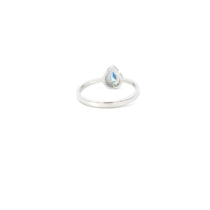 AQUAMARINE CUBIC ZIRCONIA STERLING SILVER RING (TEARDROP)