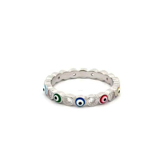 MULTICOLORED EVIL EYE RING