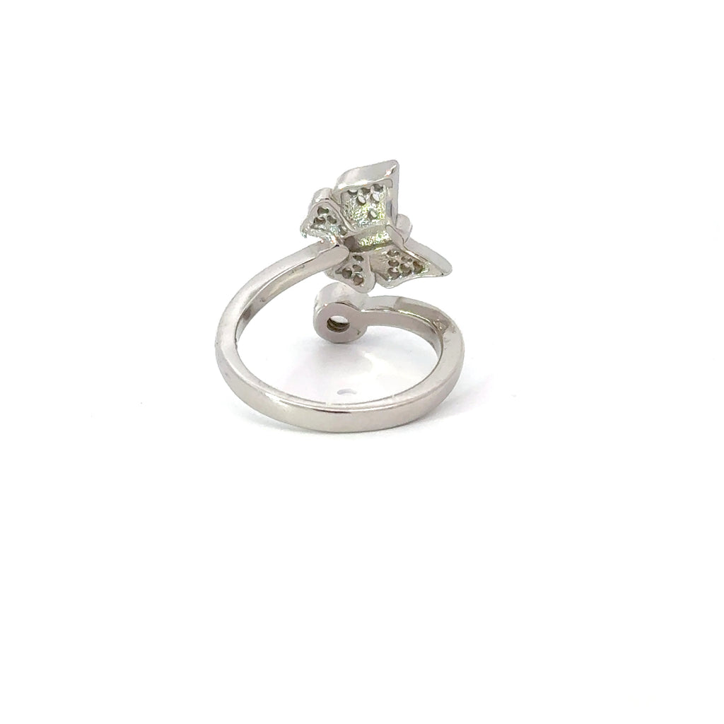 BUTTERFLY  WHITE CUBIC ZIRCONIA STERLING SILVER RING