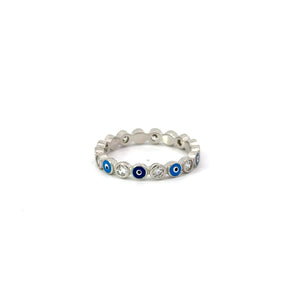 LIGHT BLUE & DARK BLUE EVIL EYE RING