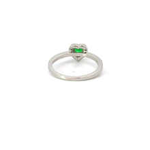 Load image into Gallery viewer, EMERALD GREEN CUBIC ZIRCONIA STERLING SILVER RING (HEART)