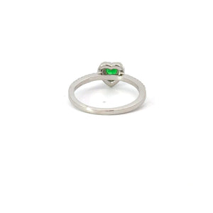 EMERALD GREEN CUBIC ZIRCONIA STERLING SILVER RING (HEART)