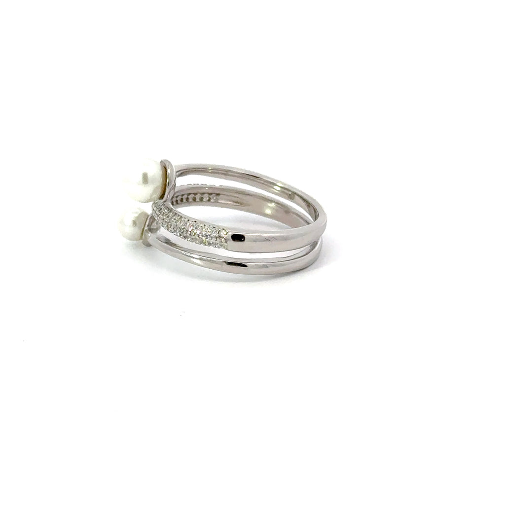 PEARLS WITH CIRCLET STERLING SILVER RING