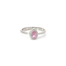 Load image into Gallery viewer, PINK SAPPHIRE CUBIC ZIRCONIA STERLING SILVER RING (TEARDROP)