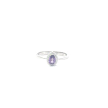 Load image into Gallery viewer, AMETHYST CUBIC ZIRCONIA STERLING SILVER RING (TEARDROP)