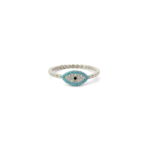 TURQUOISE CUBIC ZIRCONIA EVIL EYE RING