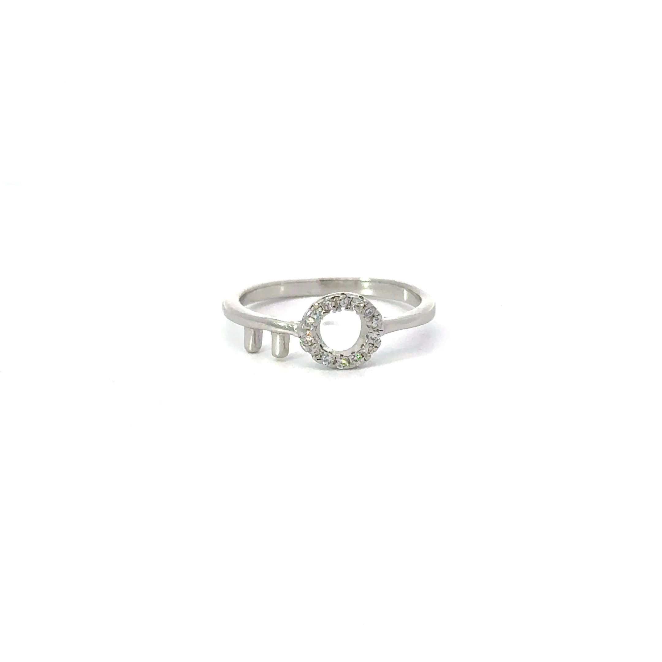 WHITE CUBIC ZIRCONIA STERLING SILVER RING (KEY)