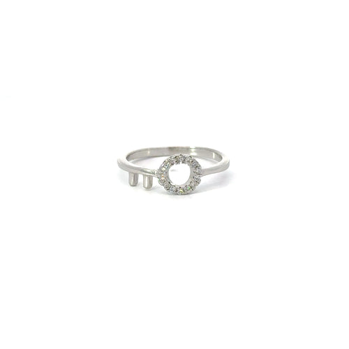 WHITE CUBIC ZIRCONIA STERLING SILVER RING (KEY)