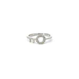 WHITE CUBIC ZIRCONIA STERLING SILVER RING (KEY)