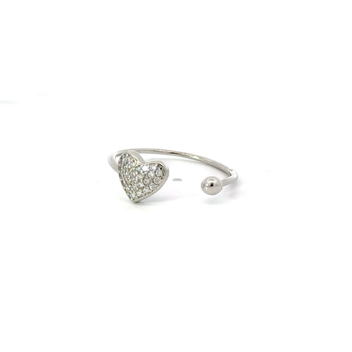 WHITE CUBIC ZIRCONIA STERLING SILVER RING (HEART)