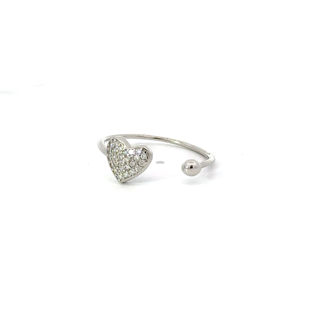 WHITE CUBIC ZIRCONIA STERLING SILVER RING (HEART)