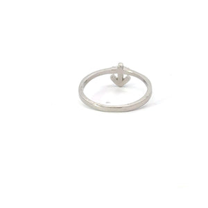 WHITE CUBIC ZIRCONIA STERLING SILVER RING (ANCHOR)