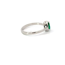 Load image into Gallery viewer, EMERALD GREEN CUBIC ZIRCONIA STERLING SILVER RING (TEARDROP)