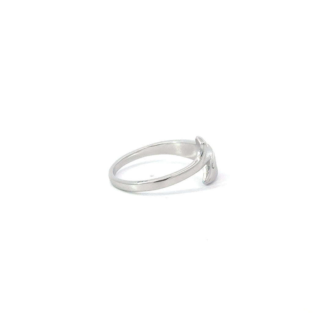 Blue lab opal dolphin sterling silver ring