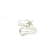 Load image into Gallery viewer, MOON AND STAR STERLING SILVER RING LARGE