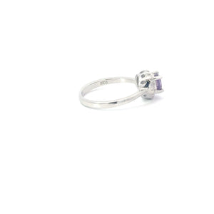 AMETHYST CUBIC ZIRCONIA STERLING SILVER RING (ROUND)