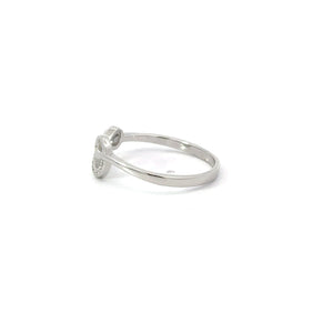 WHITE CUBIC ZIRCONIA STERLING SILVER RING (MUSICAL NOTE)