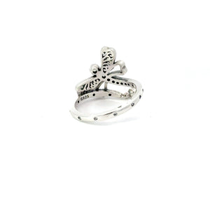 WHITE CUBIC ZIRCONIA STERLING SILVER RING (DRAGONFLY)