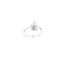 Load image into Gallery viewer, AMETHYST CUBIC ZIRCONIA STERLING SILVER RING (TEARDROP)