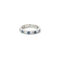Dark Blue Evil Eye Ring With Cubic Zirconia Hearts