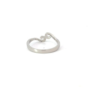 WHITE CUBIC ZIRCONIA STERLING SILVER RING (WAVE)