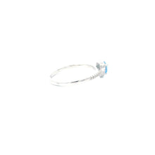 Load image into Gallery viewer, AQUAMARINE CUBIC ZIRCONIA STERLING SILVER RING (HEART)